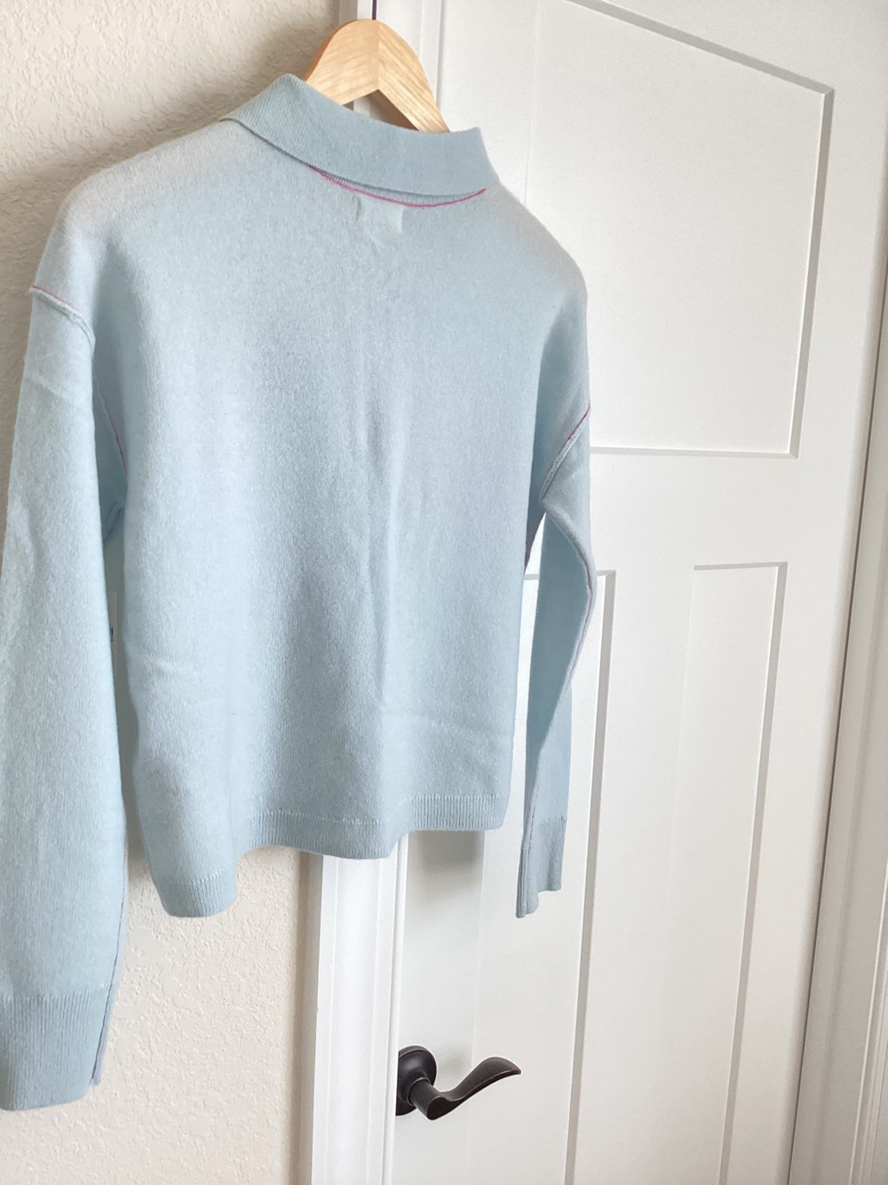 🐾Anthropologie Cashmere Sweater Pilcro Collared Long Sleeve Polo New Dog Blue - Picture 11 of 15